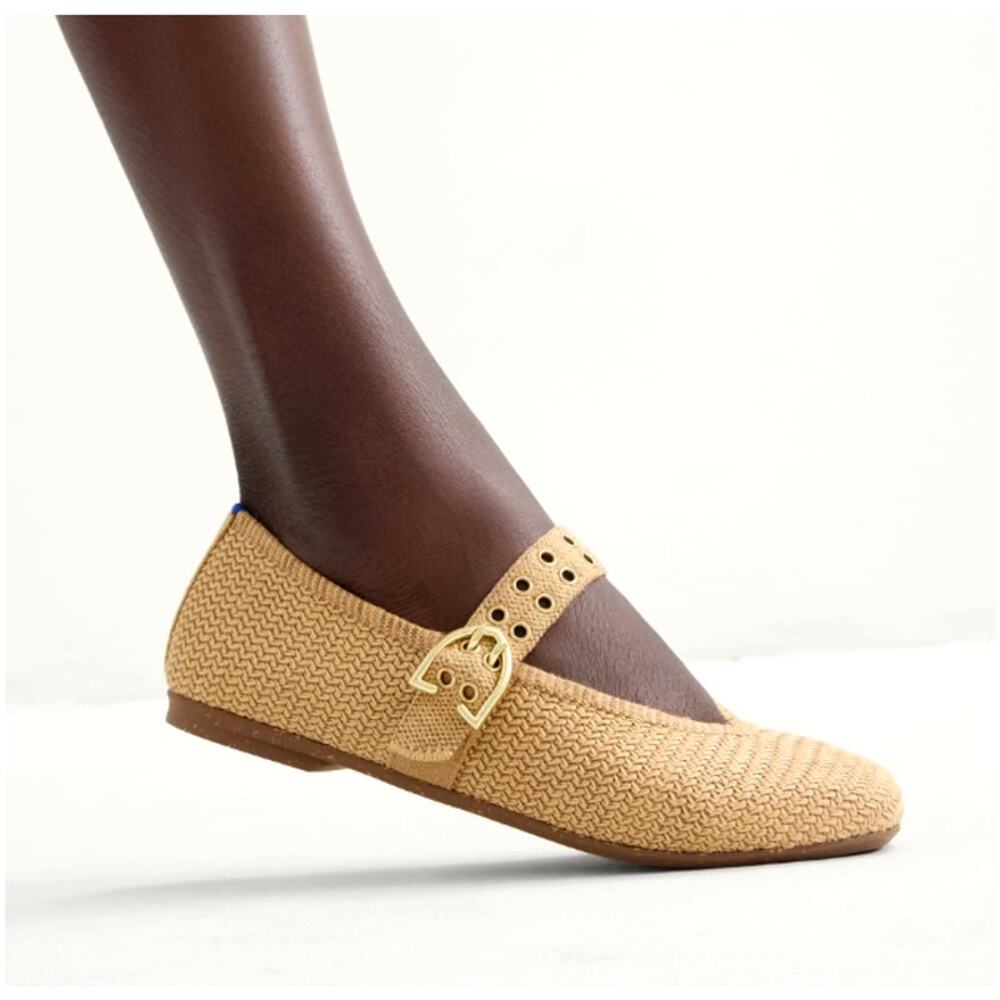 Rothy's The Max Buckle Mary Jane Tan Woven Size 8 - Picture 14 of 14